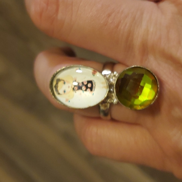 New Unique Fancy Glass Anime Girl Rainbow Topaz Magic 925 Silver Ring. - Picture 15 of 16